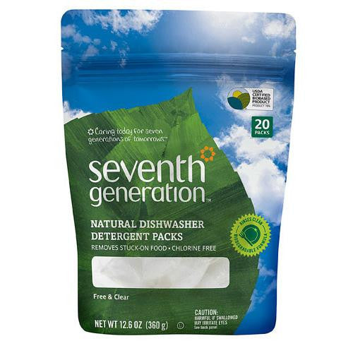 Seventh Generation Automatic Dishwasher Detergent Packs - Free And Clear - 20 Ct - Case Of 12