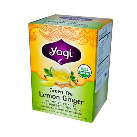 Yogi Organic Green Tea Lemon Ginger - 16 Tea Bags - Case Of 6