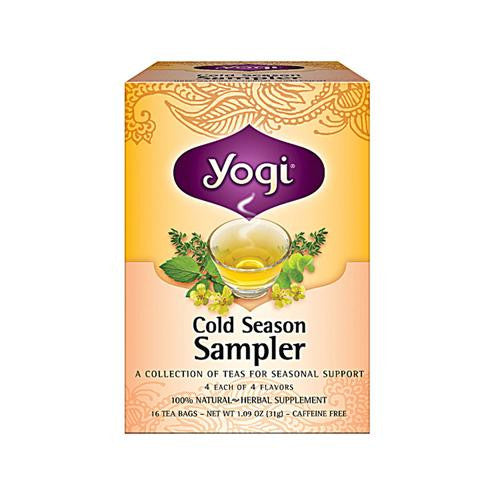 Yogi Cold Season Tea Sampler Caffeine Free - 16 Tea Bags - Case Of 6