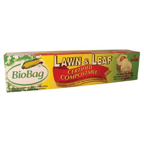 Biobag 33 Gallon Lawn And Leaf Bags - Case Of 12 - 5 Count