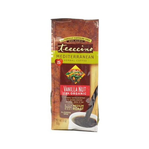 Teeccino Mediterranean Herbal Coffee - Medium Roast - Caffeine Free - Vanilla Nut - 11 Oz