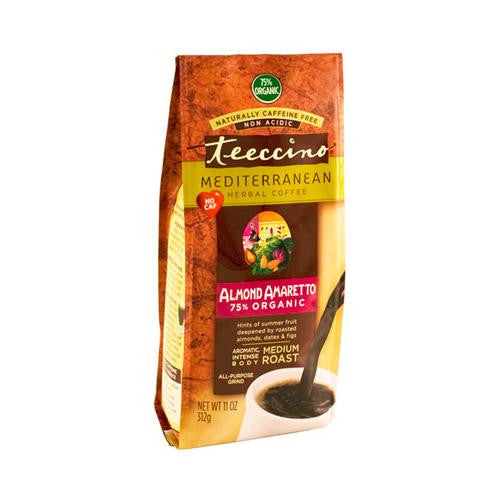 Teeccino Mediterranean Herbal Coffee - Medium Roast - Almond Amaretto - Caffeine Free - 11 Oz