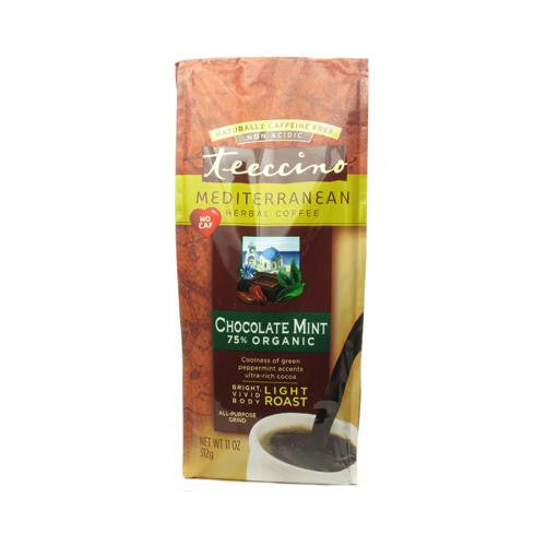 Teeccino Mediterranean Herbal Coffee - Light Roast - Caffeine Free - Chocolate Mint - 11 Oz