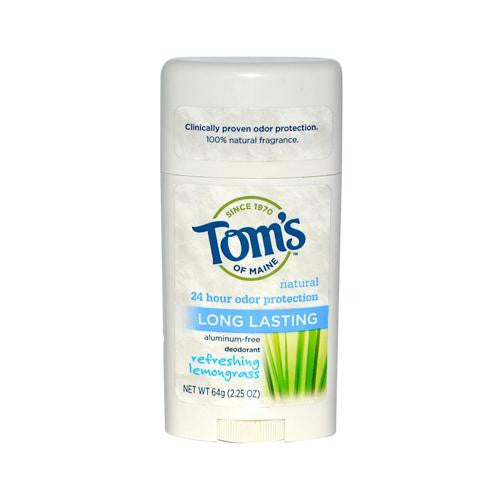 Tom's Of Maine Natural Long-lasting Deodorant Stick Lemongrass - 2.25 Oz - Case Of 6