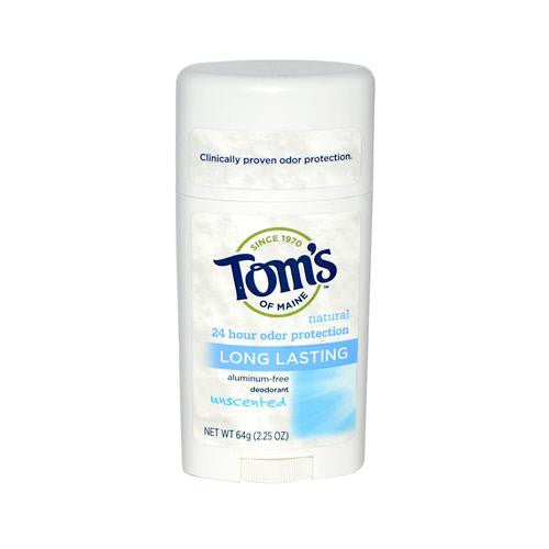 Tom's Of Maine Natural Long-lasting Deodorant Stick Unscented - 2.25 Oz Each - Case Of 6