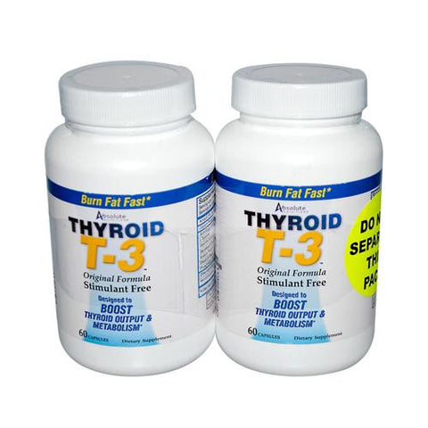 Absolute Nutrition Thyroid T-3 - 60 Capsules Each - Pack Of 2