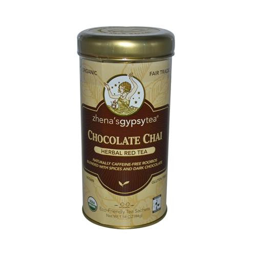 Zhena's Gypsy Tea Chocolate Chai Herbal Red Tea - Caffeine Free - Case Of 6 - 22 Bags