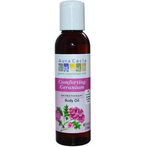 Aura Cacia Aromatherapy Body Oil Comforting Geranium - 4 Fl Oz