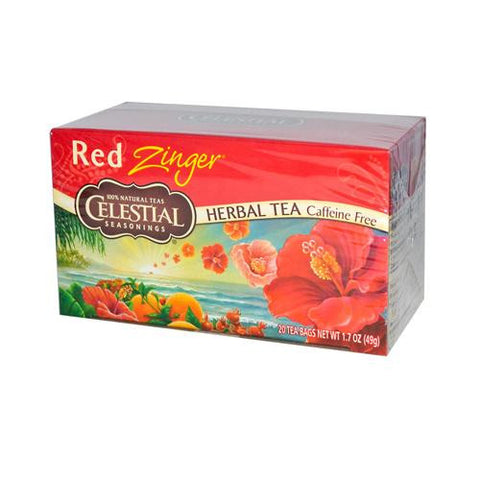 Celestial Seasonings Herbal Tea Caffeine Free Red Zinger - 20 Tea Bags - Case Of 6