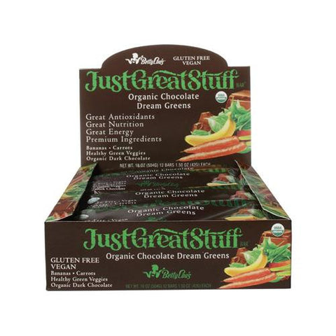 Betty Lou's Bar - Organic Chocolate Dream Greens - Case Of 12 - 1.5 Oz