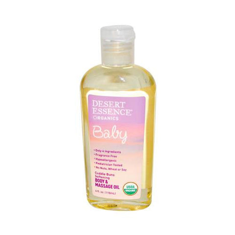 Desert Essence Baby Body And Massage Oil Cuddle Buns Softening Fragrance Free - 4 Fl Oz