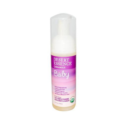 Desert Essence Baby 2 In 1 Gentle Foaming Hair And Body Cleanser Oh So Clean Fragrance Free - 5.7 Fl Oz