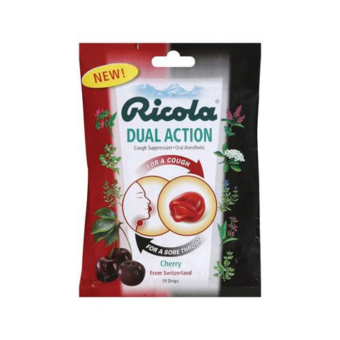 Ricola Dual Action Cough Drops - Cherry - Case Of 12 - 19 Pack