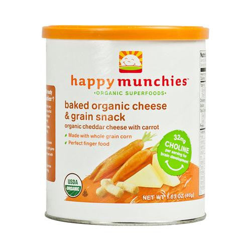 Happy Baby Happy Munchies Baked Organic Snacks - Cheddar Cheese With Carrots - Case Of 6 - 1.63 Oz