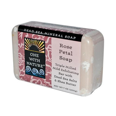 One With Nature Dead Sea Mineral Rose Petal Soap - 7 Oz