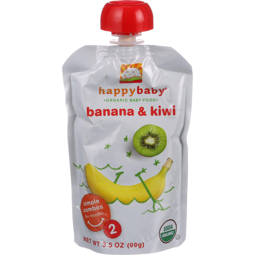 Happy Baby Organic Baby Food Stage 2 Banana And Kiwi - 3.5 Oz - Case Of 16