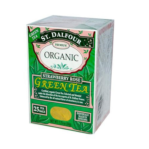 St Dalfour Organic Green Tea - Strawberry Rose - 25 Tea Bags