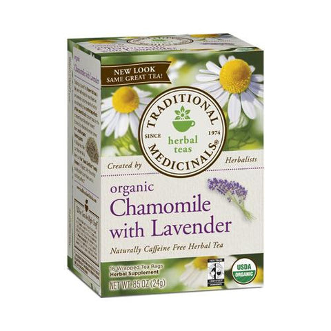 Traditional Medicinals Organic Chamomile With Lavender Herbal Tea - Caffeine Free - Case Of 6 - 16 Bags