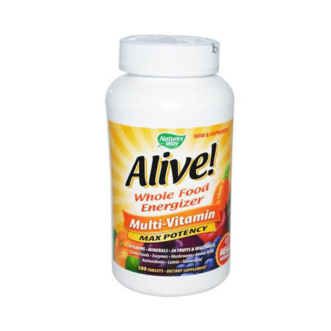 Nature's Way Alive Whole Food Energizer Multi-vitamin - 180 Tablets