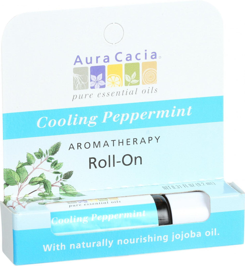 Aura Cacia Roll On Aroma Stick - Cooling Peppermint - .31 Oz - Case Of 6