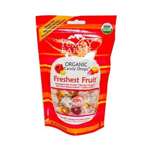 Yummy Earth Organic Candy Drops Freshest Fruit - 3.3 Oz - Case Of 6