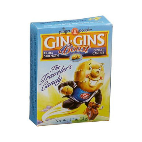 Ginger People Gingins Super Boost Candy - Case Of 24 - 1.1 Oz