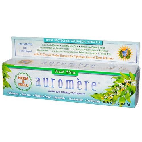 Auromere Toothpaste - Ayurvedic Herbal - Fresh Mint - 4.16 Oz - Case Of 12