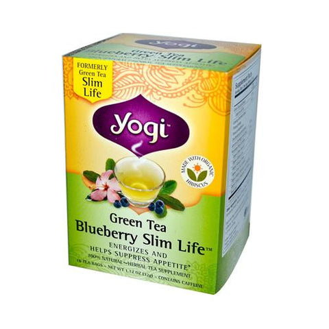 Yogi Green Slim Life Herbal Tea Blueberry - 16 Tea Bags - Case Of 6