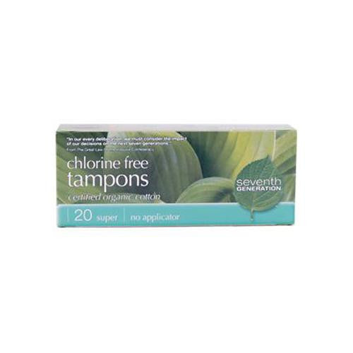 Seventh Generation Chlorine Free Organic Cotton Tampons - Super - 20 Tampons - Case Of 12