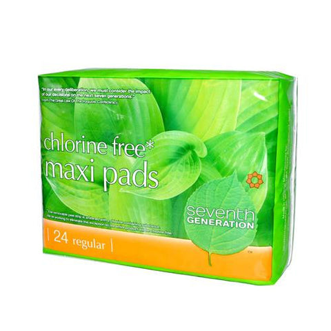 Seventh Generation Chlorine Free Maxi Pads Regular - 24 Pads - Case Of 12