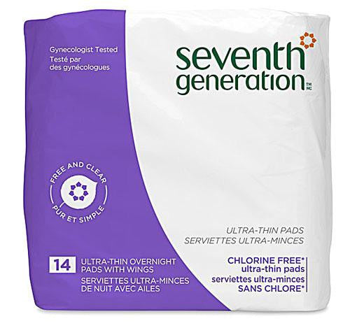 Seventh Generation Pads - Overnight Ultra Thin - 14 Ct - Case Of 12