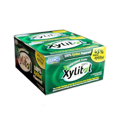 Epic Dental Spearmint Gum - Xylitol Sweetened - Case Of 12 - 12 Pack