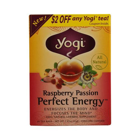 Yogi Perfect Energy Herbal Tea Raspberry Passion - 16 Tea Bags - Case Of 6