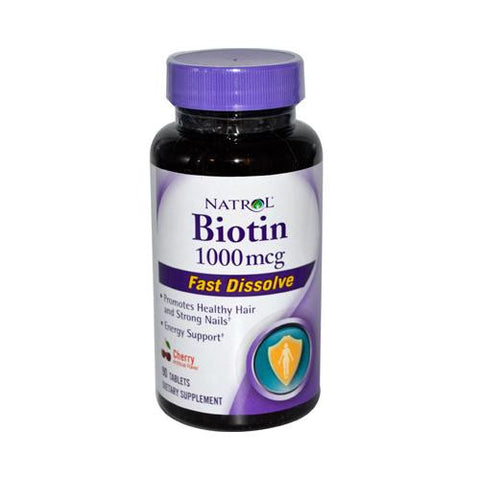 Natrol Biotin - Fast Dissolve - Strawberry - 1000 Mcg - 90 Tablets