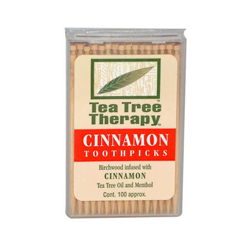 Tea Tree Therapy Toothpicks Cinnamon - 100 Toothpicks - Case Of 12