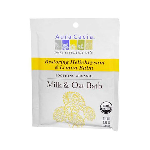 Aura Cacia Organic Milk And Oat Bath Restoring Helichrysum And Lemon Balm - Case Of 6 - 1.75 Oz