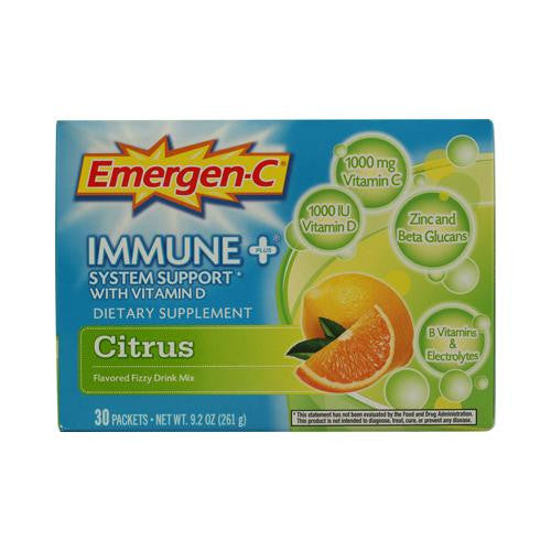 Alacer Emergen-c Immune Plus System Support With Vitamin D Citrus - 30 Packets