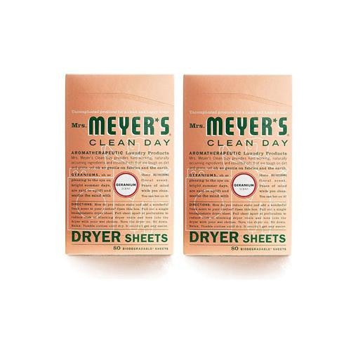 Mrs. Meyer's Dryer Sheets - Geranium - Case Of 12 - 80 Sheets