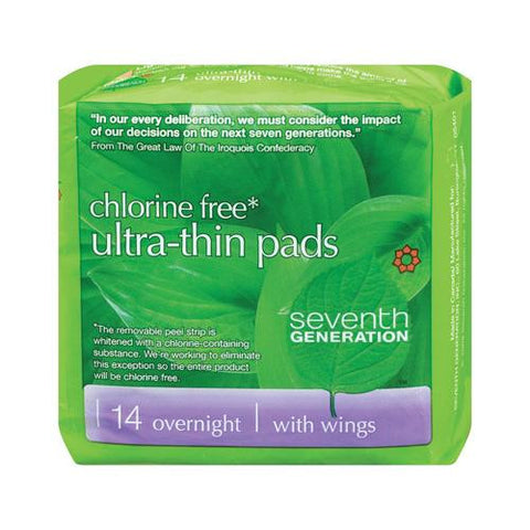 Seventh Generation Ultra Thin Maxi Pads With Wings - Overnight - 14 Pads