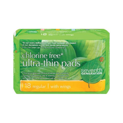 Seventh Generation Ultra Thin Maxi Pads - Chlorine Free - Regular With Wings - 18 Pads