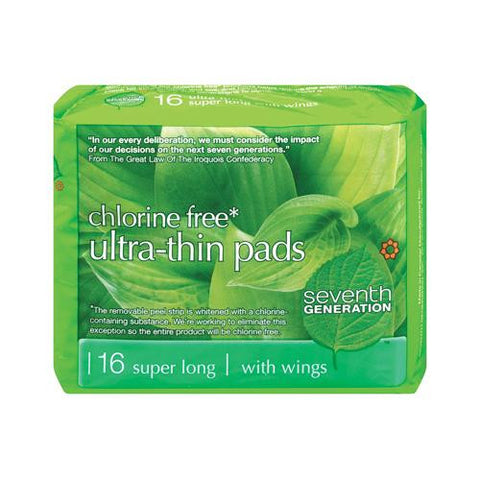 Seventh Generation Chlorine Free Ultra Thin Maxi Pads - Super Long With Wings - 16 Pads