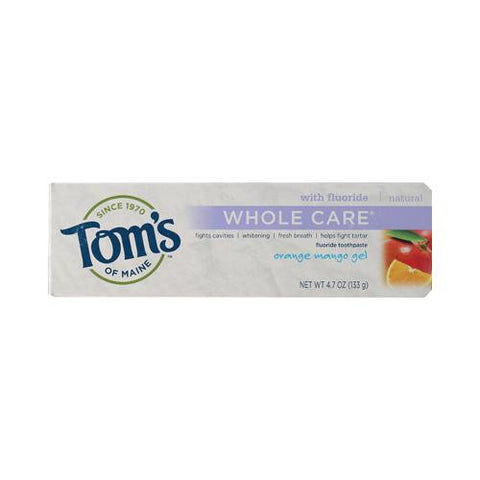 Tom's Of Maine Whole Care Gel Toothpaste Orange Mango - 4.7 Oz - Case Of 6