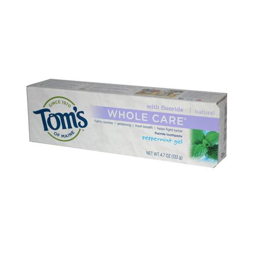 Tom's Of Maine Whole Care Gel Toothpaste Peppermint - 4.7 Oz - Case Of 6