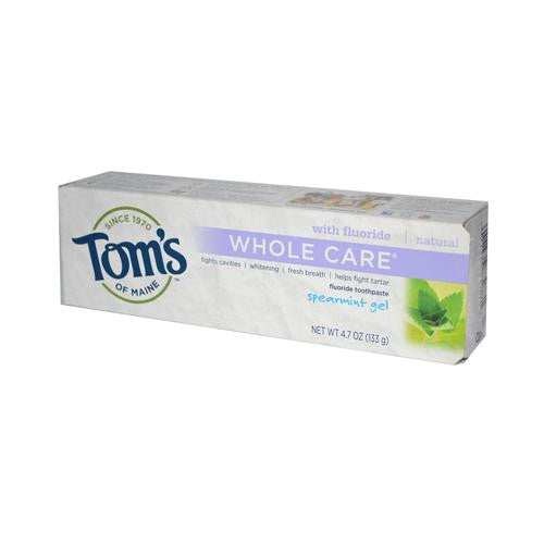 Tom's Of Maine Whole Care Gel Toothpaste Spearmint - 4.7 Oz - Case Of 6