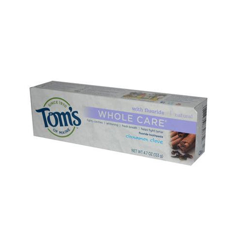 Tom's Of Maine Whole Care Toothpaste Cinnamon Clove - 4.7 Oz - Case Of 6