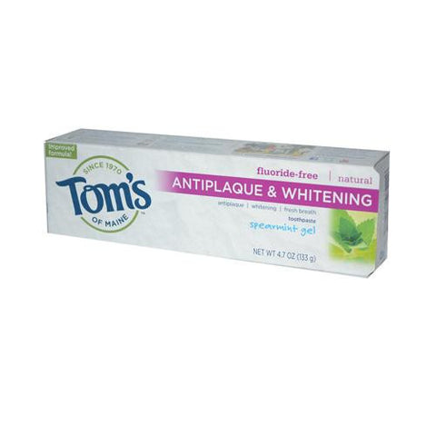 Tom's Of Maine Antiplaque And Whitening Toothpaste Spearmint Gel - 4.7 Oz - Case Of 6