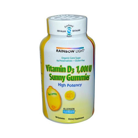 Rainbow Light Vitamin D Sunny Gummies Sour Lemon - 1000 Iu - 100 Gummies