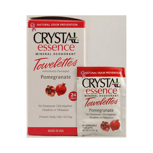 Crystal Essence Mineral Deodorant Towelettes Pomegranate - 24 Towelettes