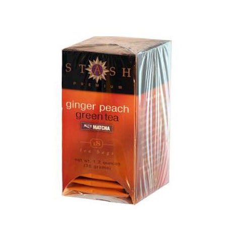 Stash Tea Ginger Peach Green W- Matcha - 18 Tea Bags - Case Of 6