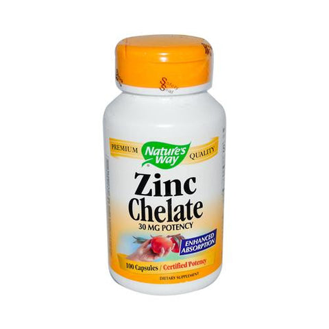 Nature's Way Zinc Chelate - 30 Mg - 100 Capsules